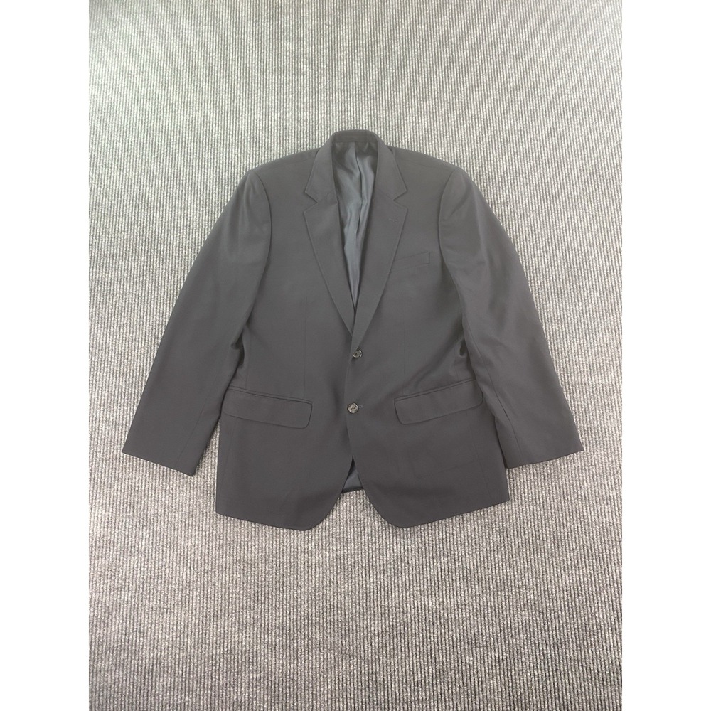 Eddie Bauer Blazer 42 R Blue Wool Polyester Solid Classic Premium Designer
